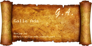 Galle Ada névjegykártya